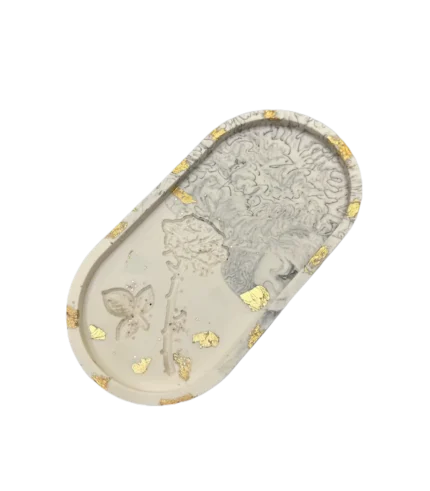 Padėkliukas ovalus baltas su rožyte (PD005-1)1 (150X150)